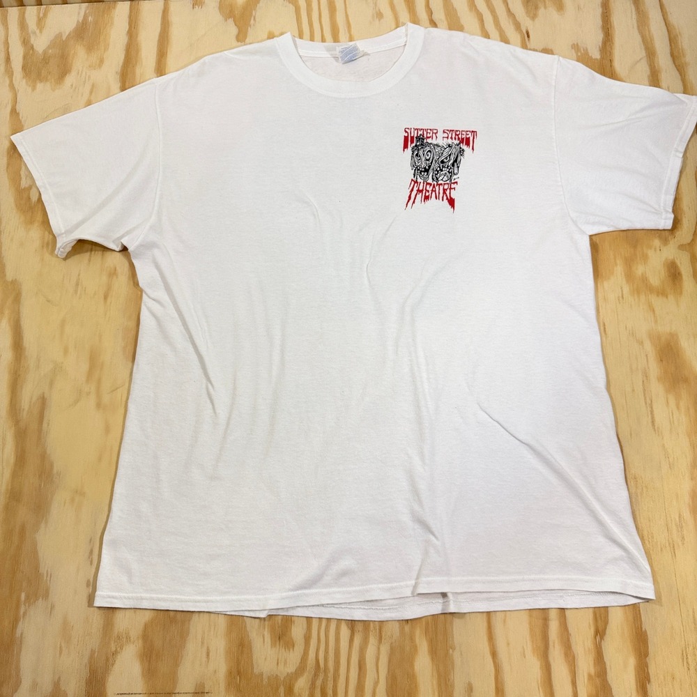 Sutter Street Theatre Mens White Evil Deadly Horror Graphic T-Shirt XL